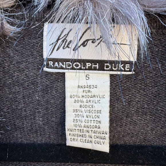 Randolph Duke Faux Fur Removable Trim Open Front Tie Waist Knit Cardigan Sweater - Picture 2 of 8